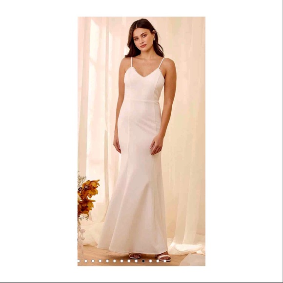 Lulus Dresses & Skirts - Taliana White Lace Button Back Maxi Sz Large NWT’S
